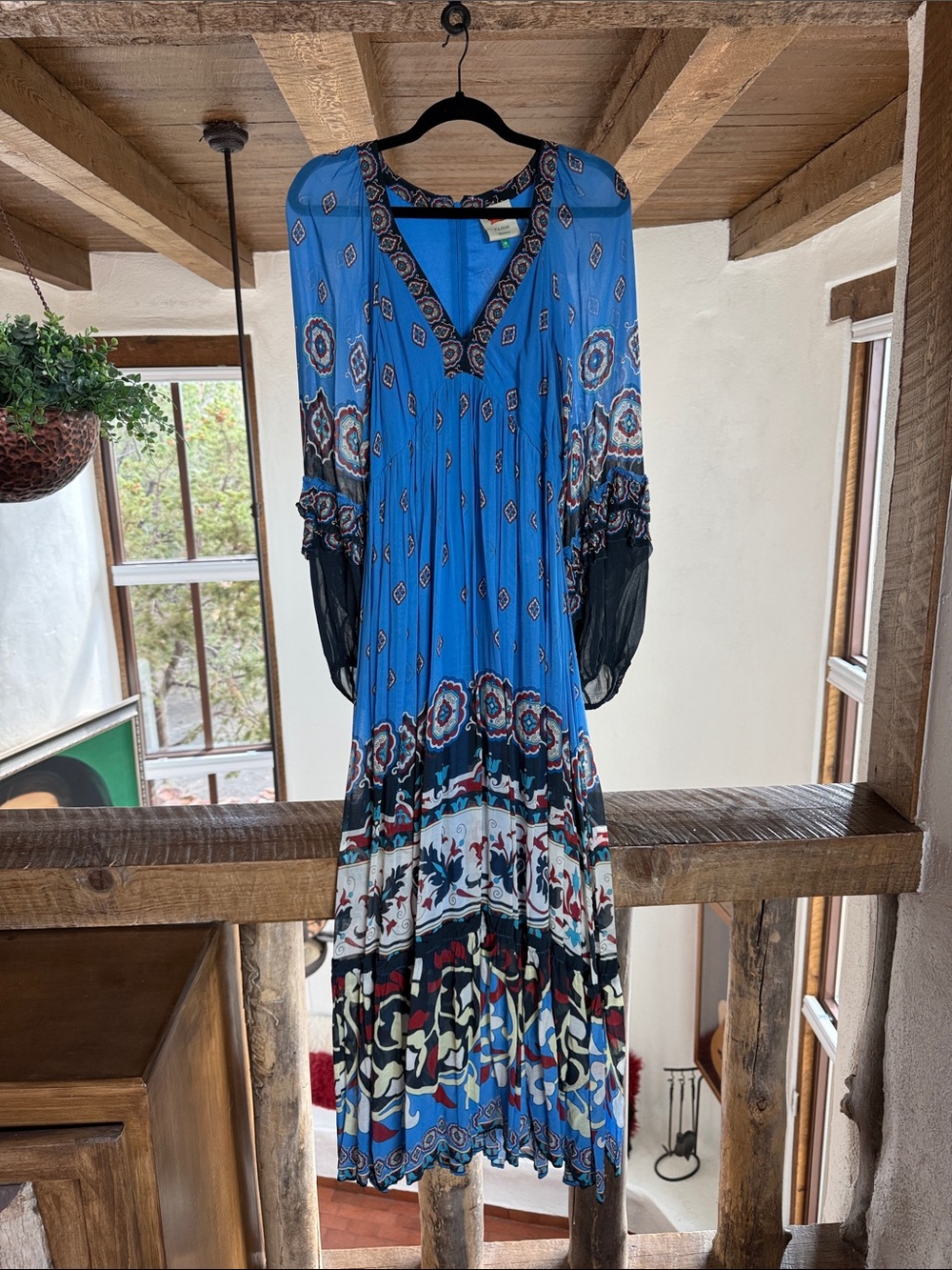 FARM Rio Bright Blue Mixed-Print Long Maxi Dress